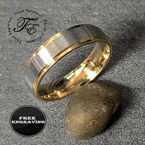 Personalized Engraved Men's Promise Ring Silver and Gold Two Tone Promise Ring